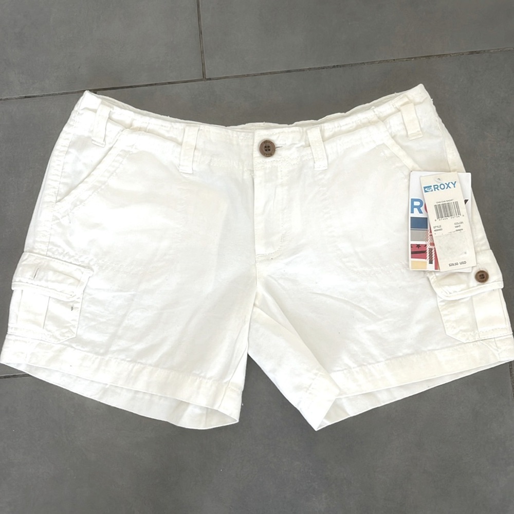 Roxy Jeans Women’s Cargo Lightweight White Shorts Size 5 NWT